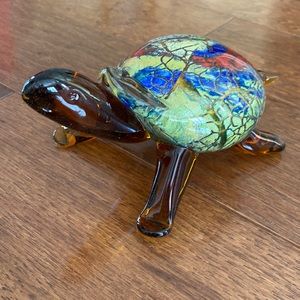 Hand blown glass turtle.